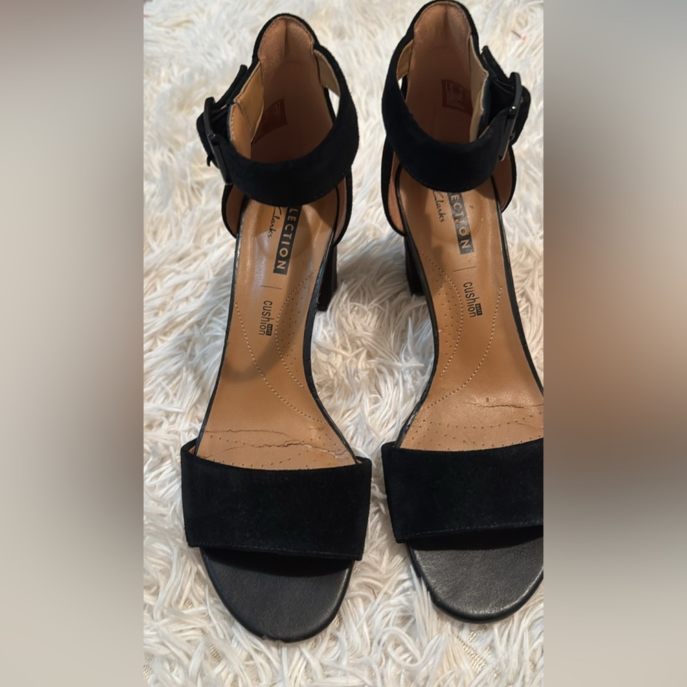 Clarks Black Suede leather Women's Heels with Cushioned Insole